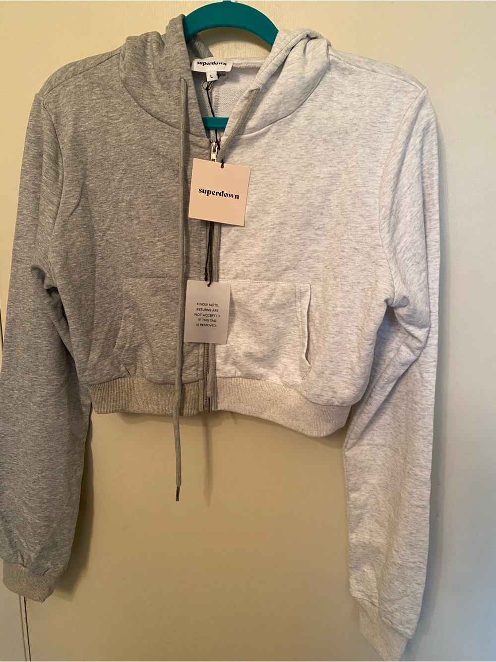 superdown Two-Tone Zip Hoodie - Heather Gray & Light Gray
